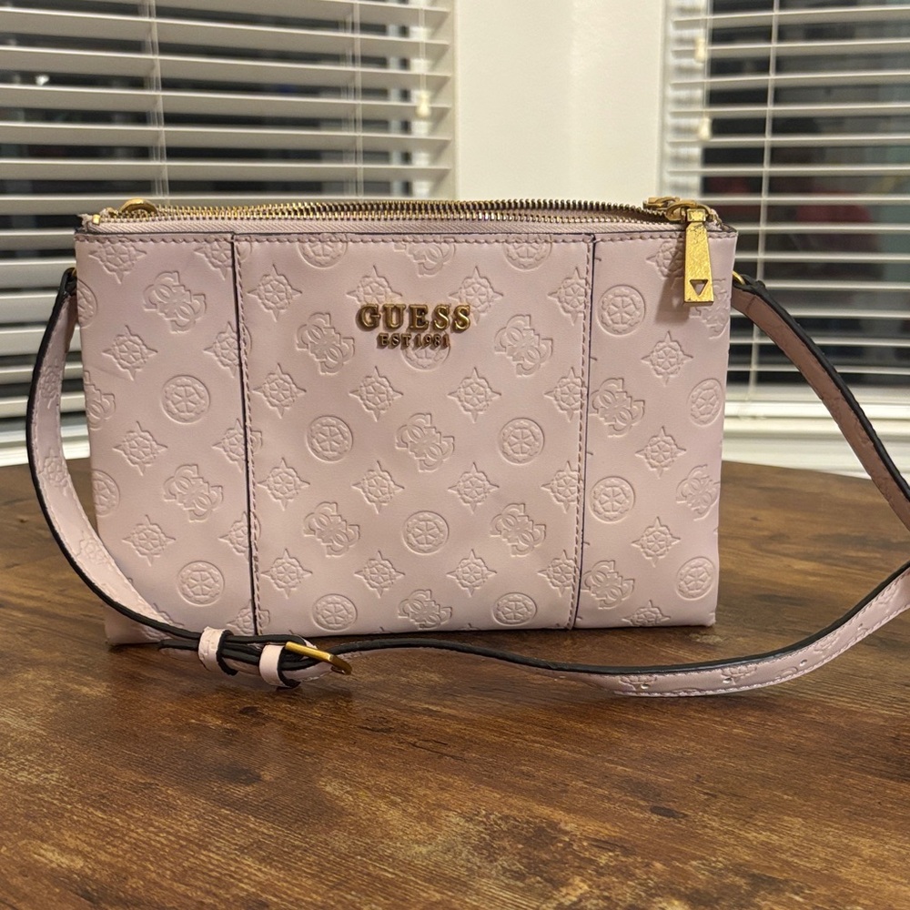 GUESS Light Pink Embossed Crossbody Bag